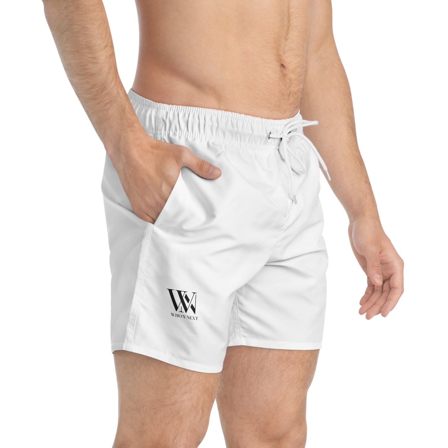 Stylish White Swim Trunks for Beach Days & Pool Parties