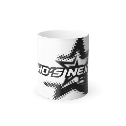 Color Morphing Mug, "Who's Next?" Coffee Cup, Fun Gift for Gamers, Unique Heat Changing Mug, Personalized Mug for Office